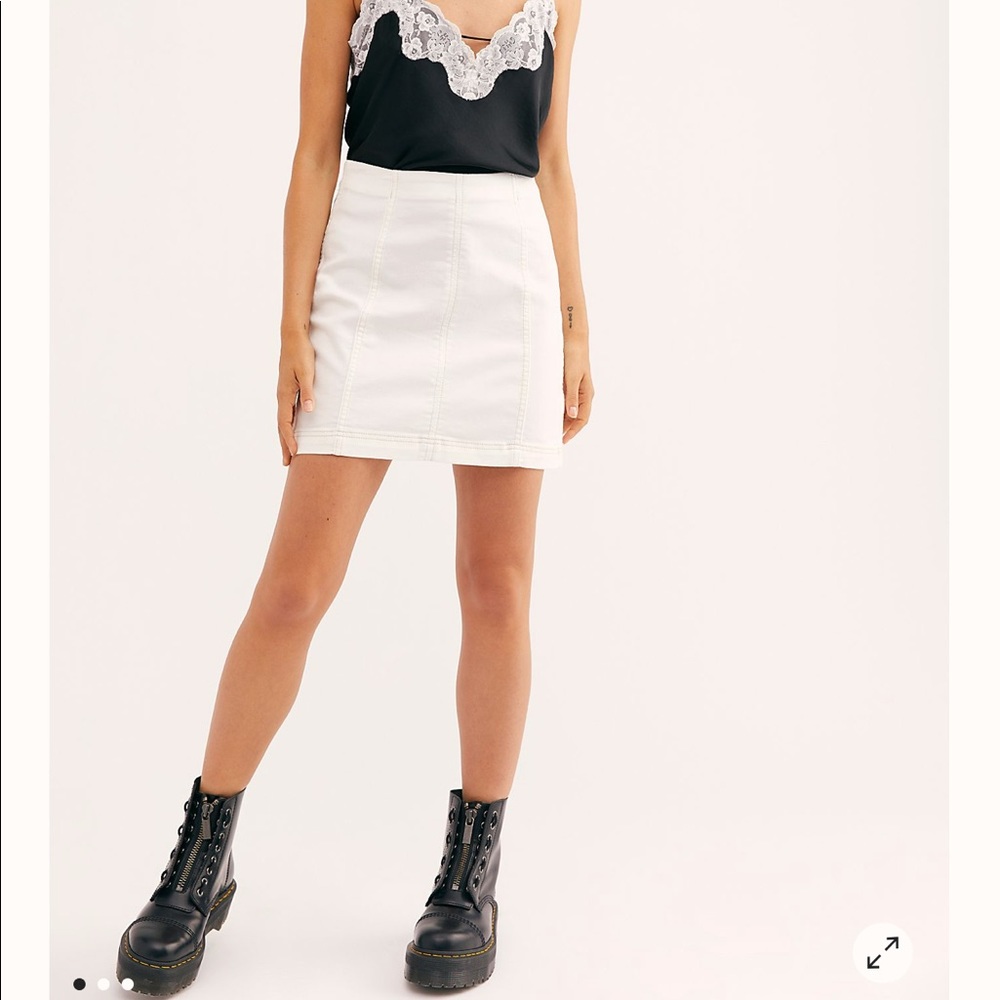 Free people white denim skirt